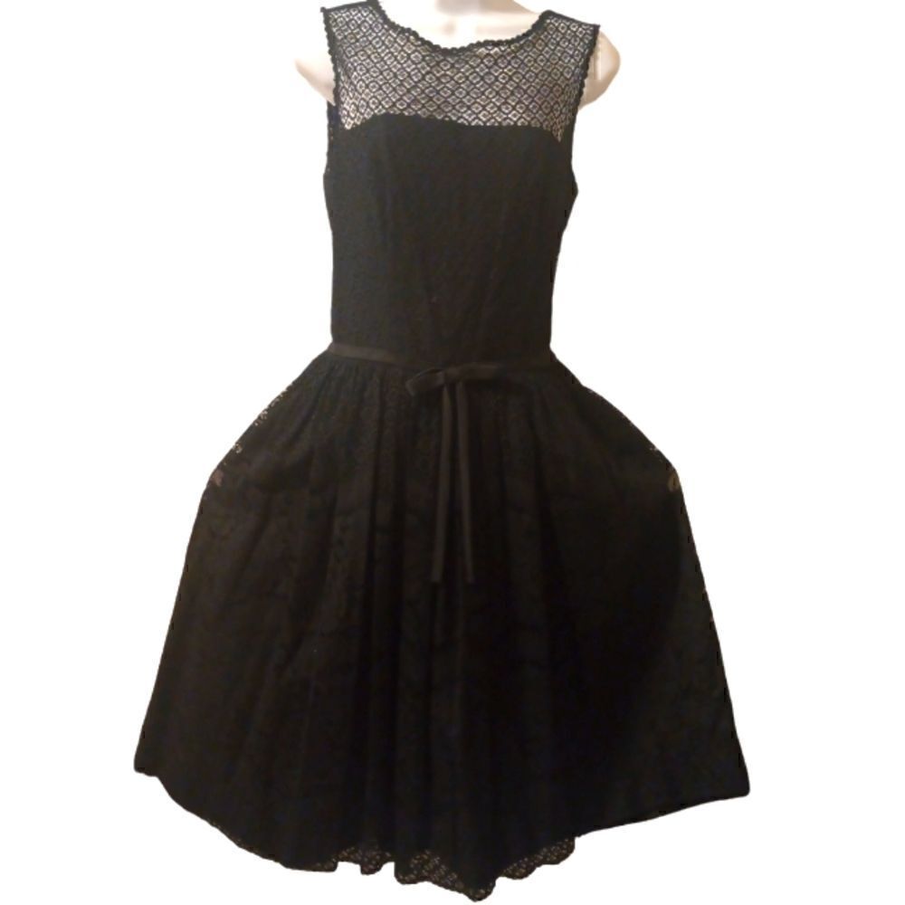 Jonathan Logan vintage black lace fit and flare formal party dress size 2